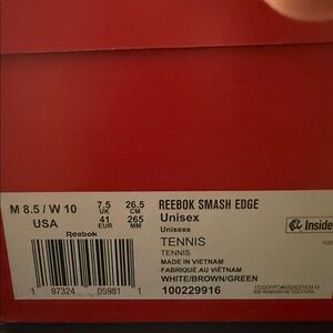 Reebok Smash Edge White and Brown Tennis Shoes